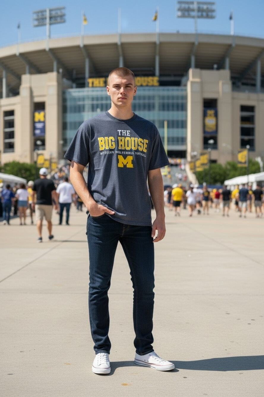Vintage Style Michigan Wolverines Big House T-Shirt Size: Medium Football Tee